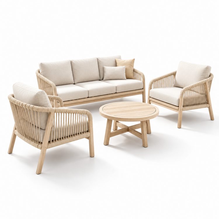 Modern Teak Wood Outdoor Sofa Set for Hotel and Exterior Use Garden Furniture detail 2