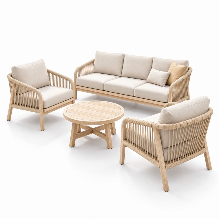 Modern Teak Wood Outdoor Sofa Set for Hotel and Exterior Use Garden Furniture detail 4