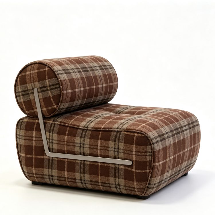 Solid Leisure Sofa Chair with Plaid Fabric Casual Home Office Living Room Bedroom Furniture for Hotel Villa Use detail 1