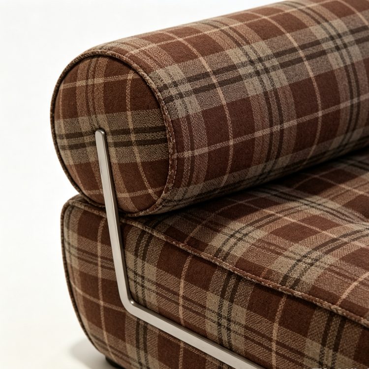 Solid Leisure Sofa Chair with Plaid Fabric Casual Home Office Living Room Bedroom Furniture for Hotel Villa Use detail 3