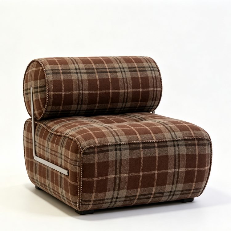 Solid Leisure Sofa Chair with Plaid Fabric Casual Home Office Living Room Bedroom Furniture for Hotel Villa Use detail 4