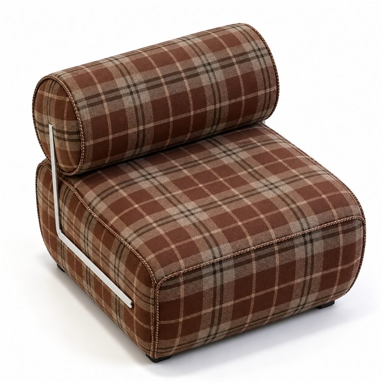 Solid Leisure Sofa Chair with Plaid Fabric Casual Home Office Living Room Bedroom Furniture for Hotel Villa Use detail 6