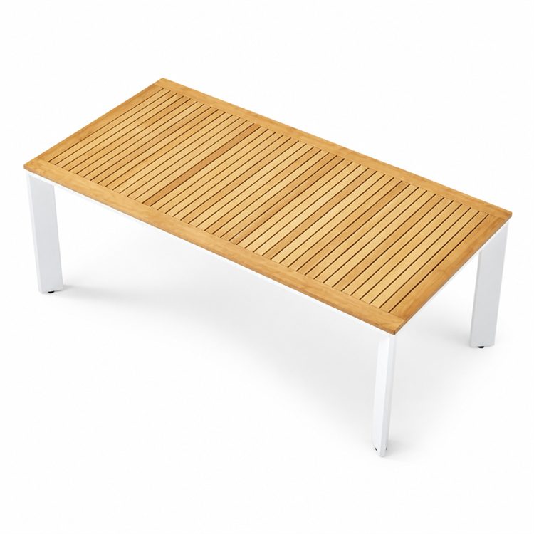 Myanmar Teak & Aluminum Alloy Frame Weather-Resistant Outdoor Dining Tables for Villa Hotel Courtyard Use detail 1
