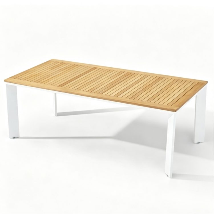 Myanmar Teak & Aluminum Alloy Frame Weather-Resistant Outdoor Dining Tables for Villa Hotel Courtyard Use detail 2