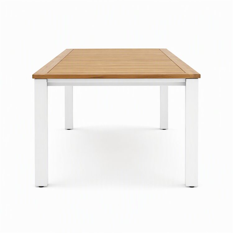 Myanmar Teak & Aluminum Alloy Frame Weather-Resistant Outdoor Dining Tables for Villa Hotel Courtyard Use detail 3