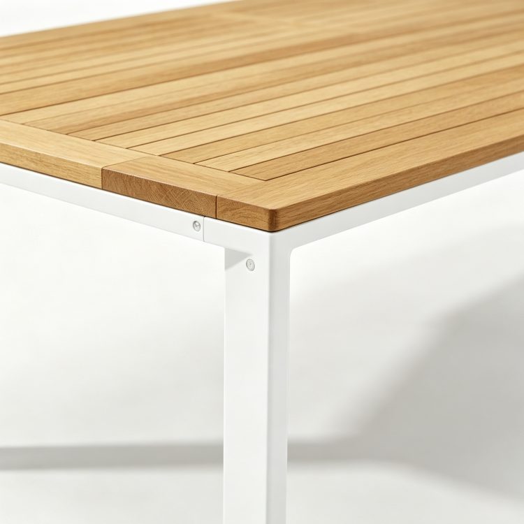 Myanmar Teak & Aluminum Alloy Frame Weather-Resistant Outdoor Dining Tables for Villa Hotel Courtyard Use detail 4