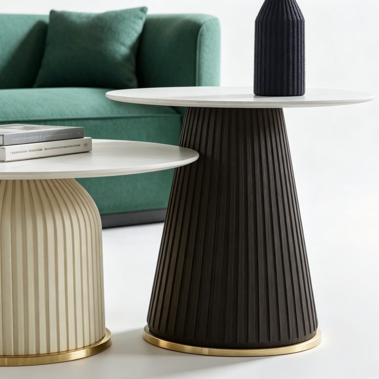 Luxury Living Room Furniture Modern Design Marble Countertop Circular Coffee Table Set detail 1