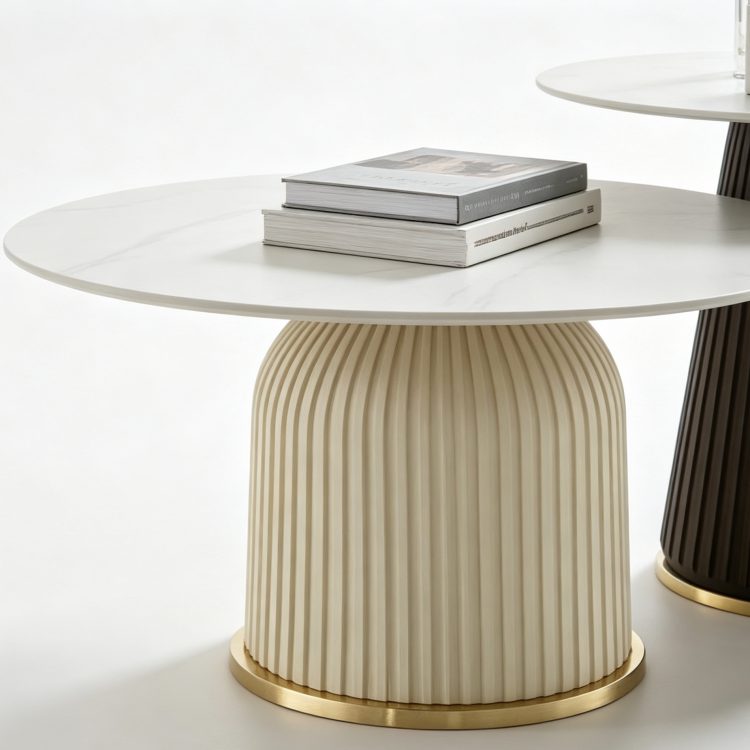Luxury Living Room Furniture Modern Design Marble Countertop Circular Coffee Table Set detail 2