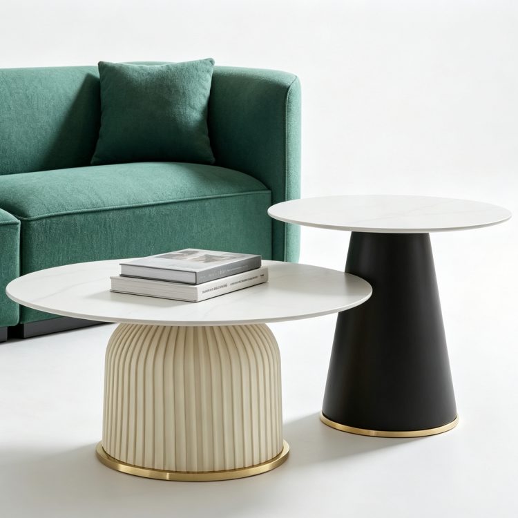 Luxury Living Room Furniture Modern Design Marble Countertop Circular Coffee Table Set detail 3