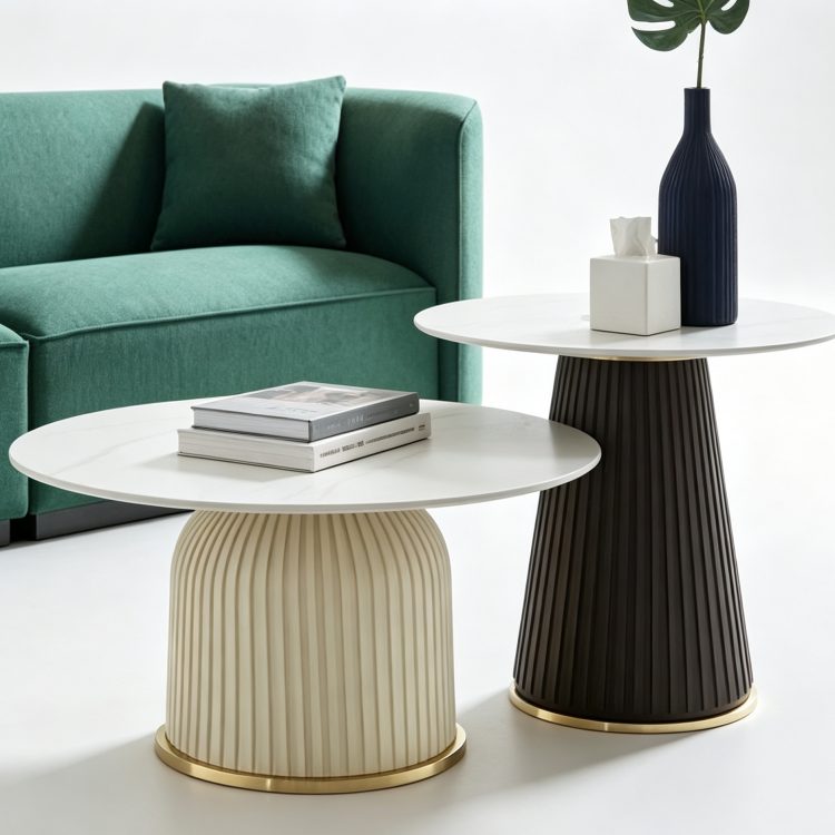 Luxury Living Room Furniture Modern Design Marble Countertop Circular Coffee Table Set detail 4