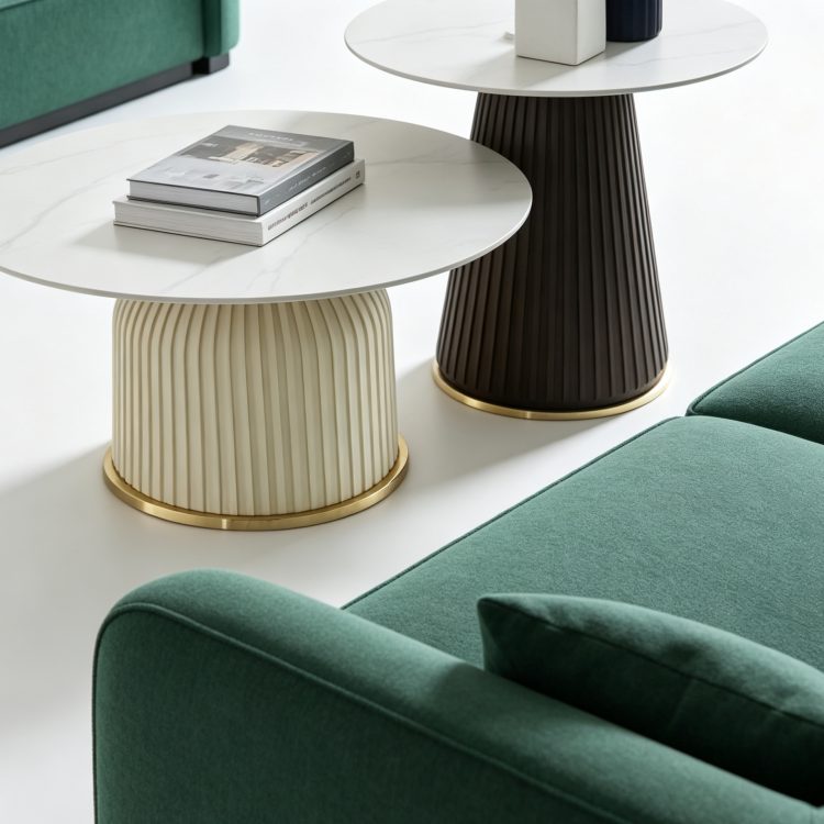 Luxury Living Room Furniture Modern Design Marble Countertop Circular Coffee Table Set detail 5