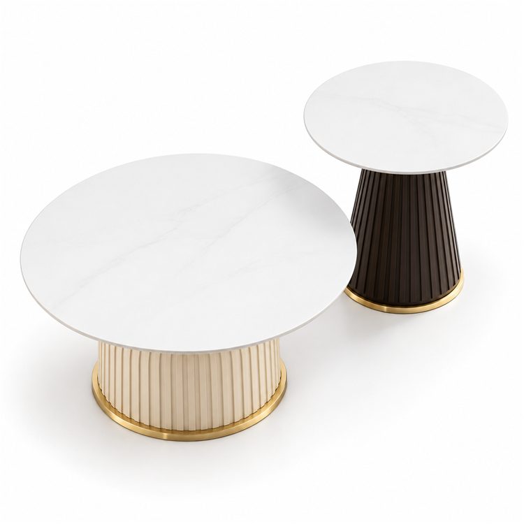 Luxury Living Room Furniture Modern Design Marble Countertop Circular Coffee Table Set detail 6