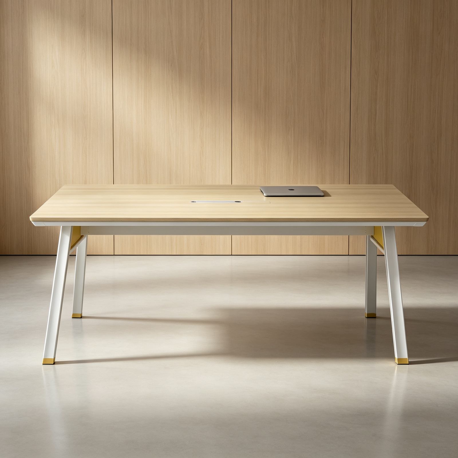 Small Conference Table with Power & USB Cable Box, E0 Eco Board, Beveled HDF Edge Panel & Center Cable Hole detail 6