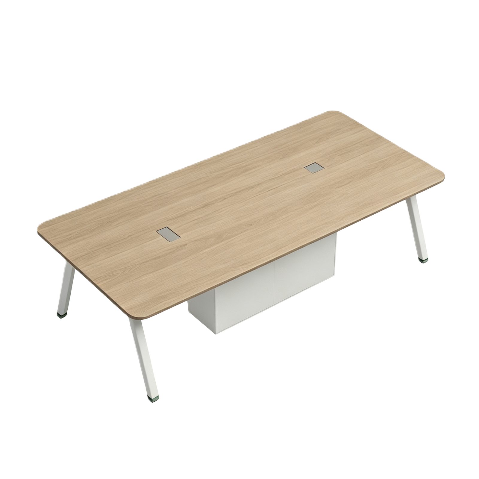 Conference Table with Owl Steel Legs, Walnut & Warm White Finish, Eco-Friendly Board detail 2