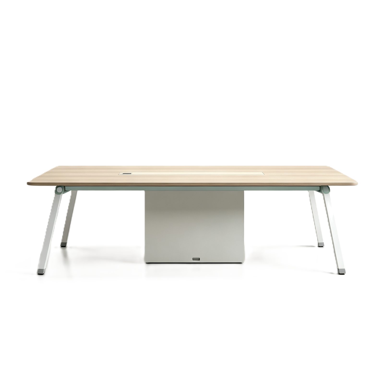 Conference Table with Owl Steel Legs, Walnut & Warm White Finish, Eco-Friendly Board detail 3