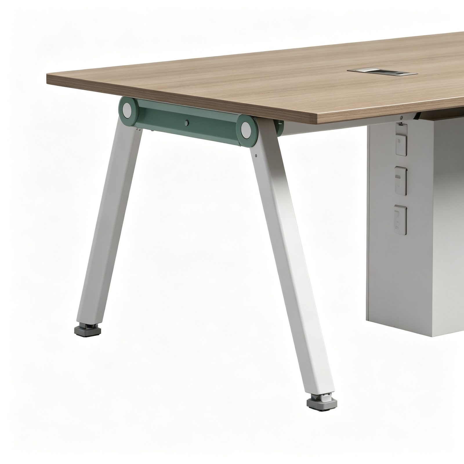Conference Table with Owl Steel Legs, Walnut & Warm White Finish, Eco-Friendly Board detail 4