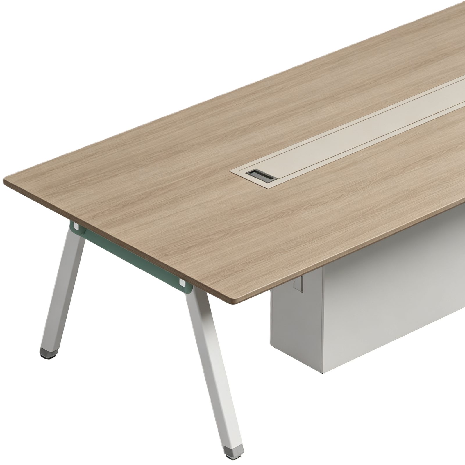 Conference Table with Owl Steel Legs, Walnut & Warm White Finish, Eco-Friendly Board detail 5