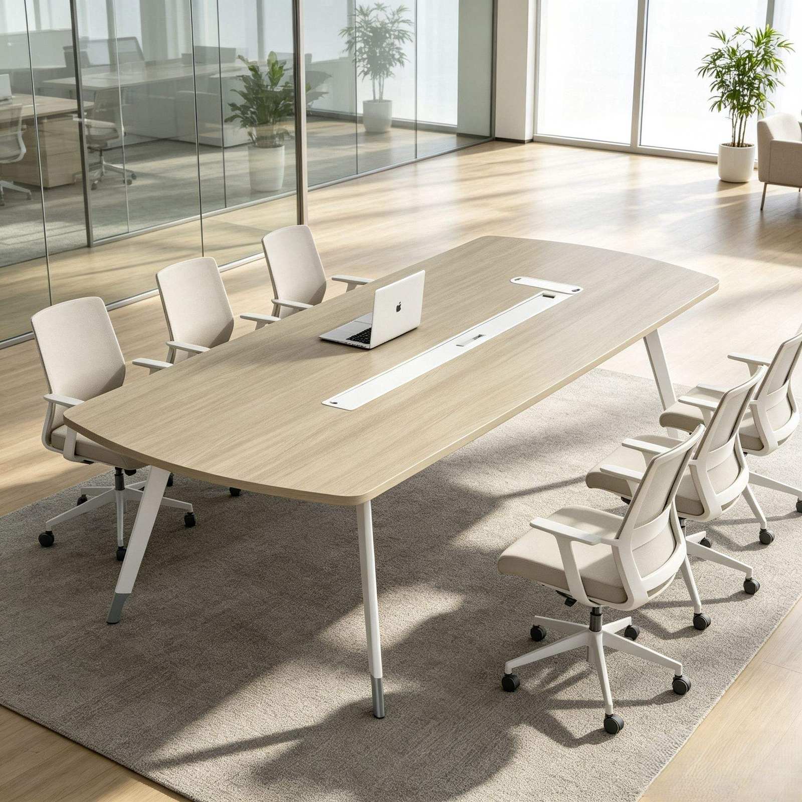 Compact Conference Table with Side Steel Legs, Power & USB Cable Box, E0 Eco Board detail 6
