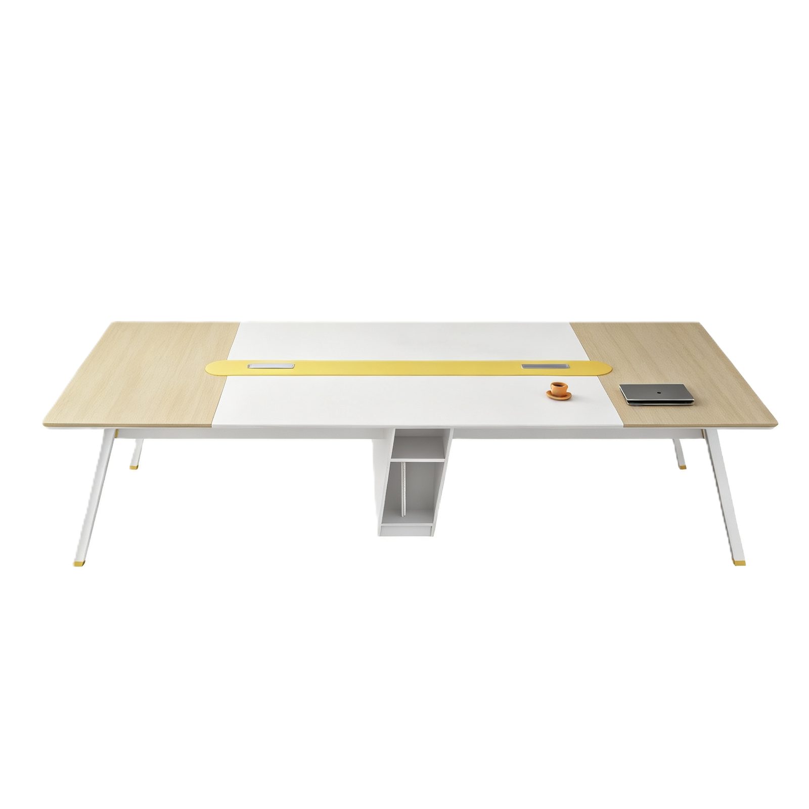 Large Boardroom Conference Table with Power & USB Outlet Box, E0 Eco Board & Steel Frame Legs detail 1