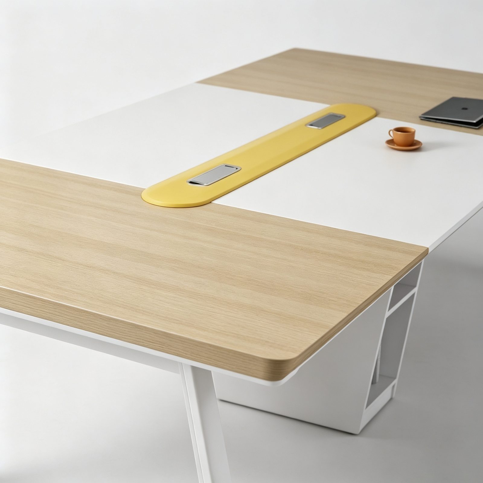 Large Boardroom Conference Table with Power & USB Outlet Box, E0 Eco Board & Steel Frame Legs detail 3