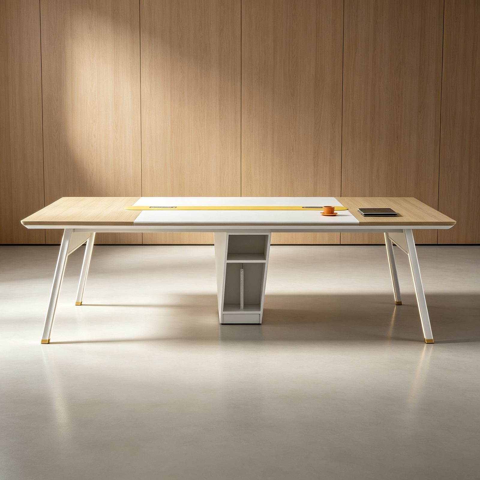 Large Boardroom Conference Table with Power & USB Outlet Box, E0 Eco Board & Steel Frame Legs detail 4