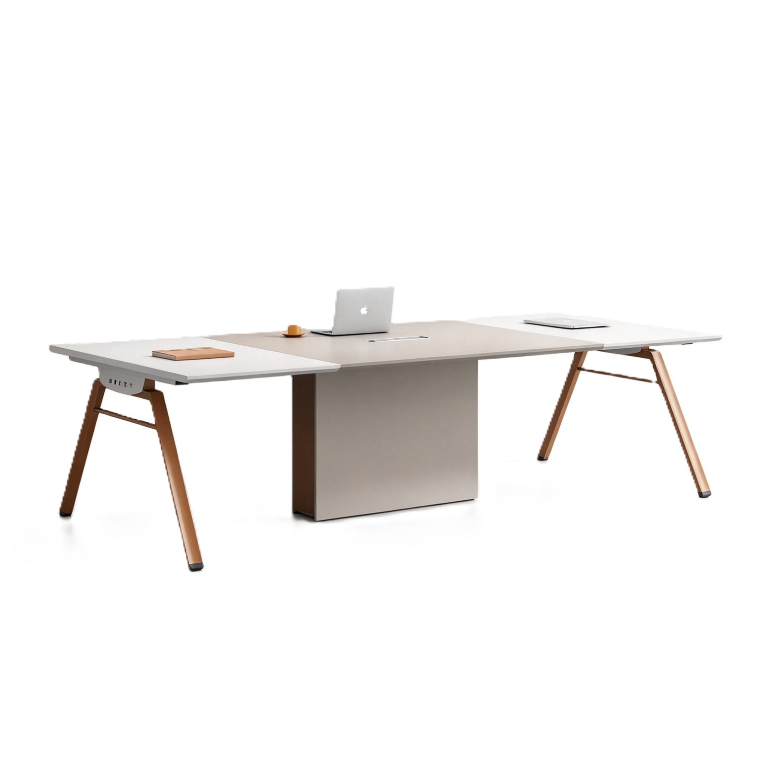 Large Conference Table with Power & USB Box, E0 Eco Board, Steel Frame Legs & One-Piece Center Panel detail 1
