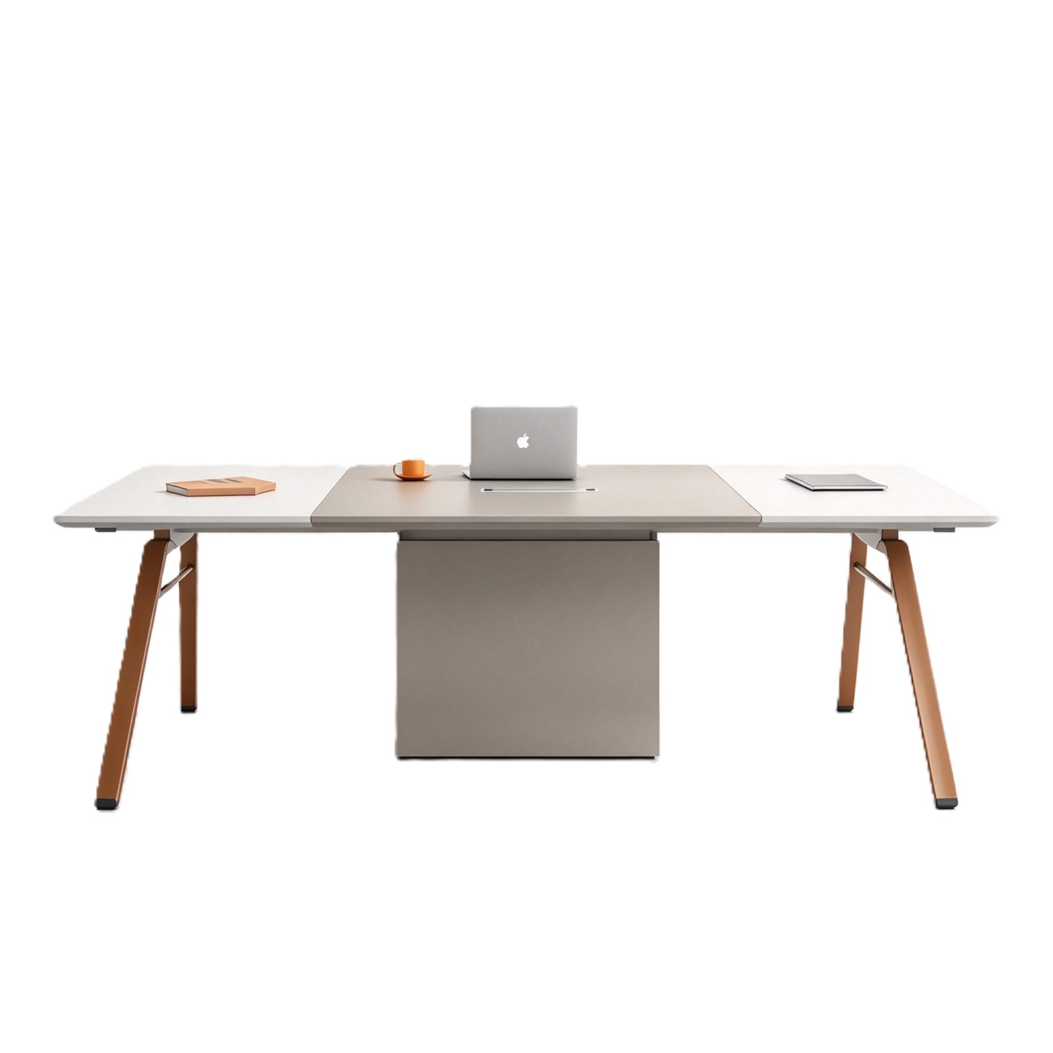 Large Conference Table with Power & USB Box, E0 Eco Board, Steel Frame Legs & One-Piece Center Panel detail 2