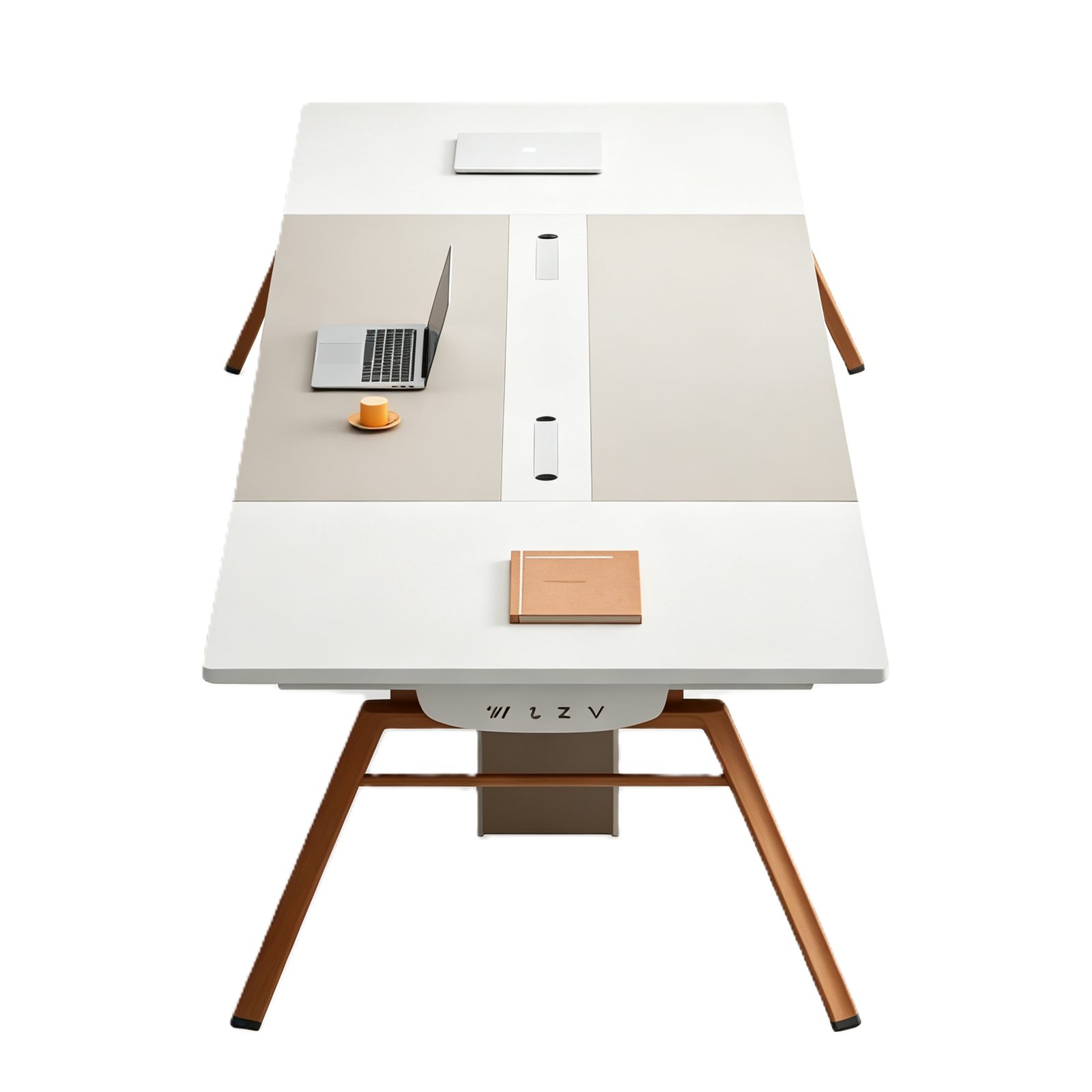 Large Conference Table with Power & USB Box, E0 Eco Board, Steel Frame Legs & One-Piece Center Panel detail 3