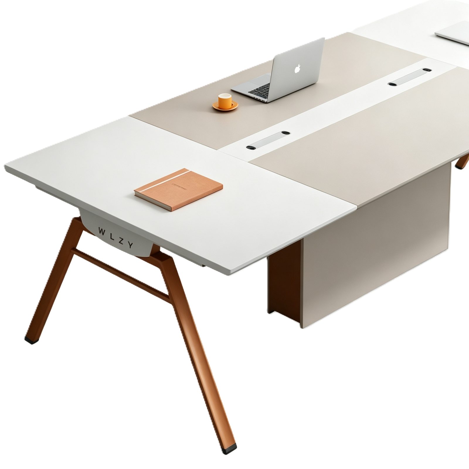 Large Conference Table with Power & USB Box, E0 Eco Board, Steel Frame Legs & One-Piece Center Panel detail 4