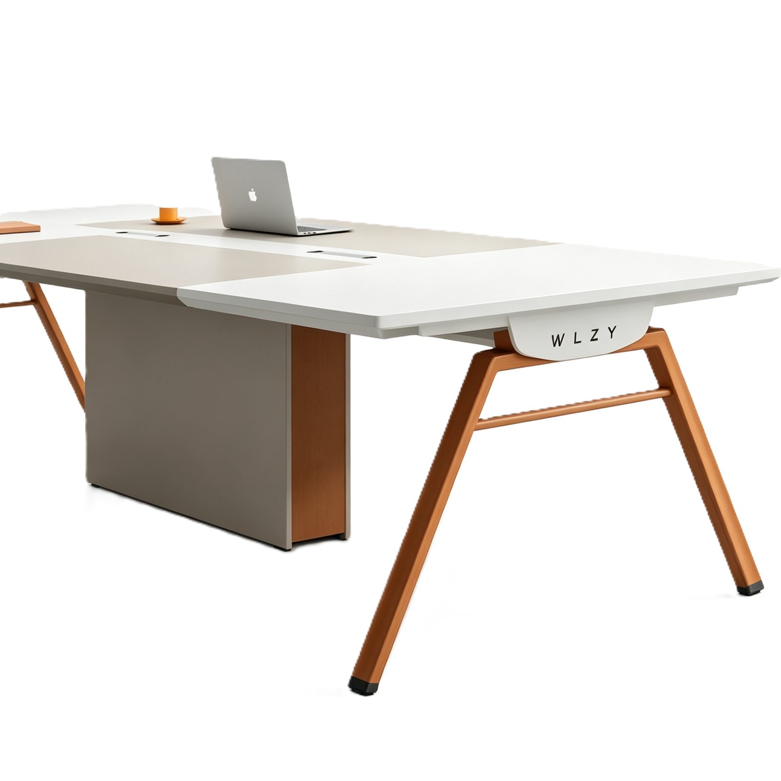Large Conference Table with Power & USB Box, E0 Eco Board, Steel Frame Legs & One-Piece Center Panel detail 5