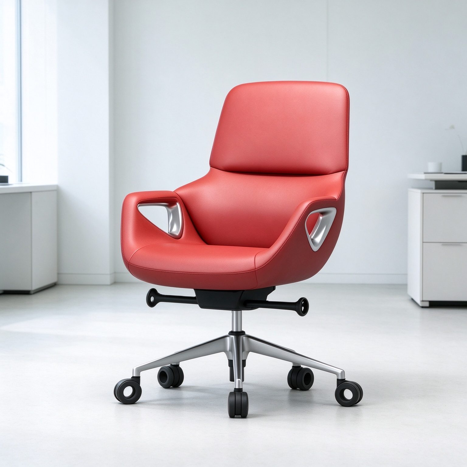 Luxury Leather Office Chair High Back Executive Swivel Modern Ergonomic Boss Chair with Aluminum Base for Home Office detail 6
