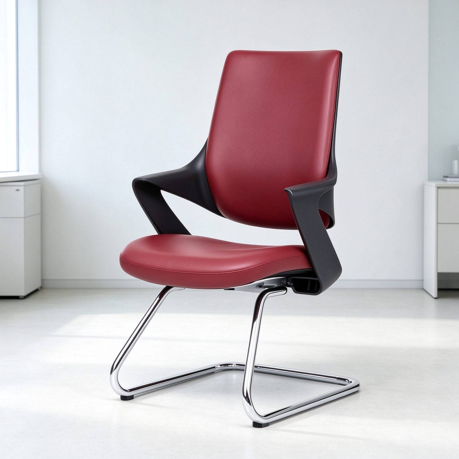 Modern Fashion Ergonomic Simple PU Leather Gray Adjustable High Black Swivel Comfortable Business Executive Office Chair Armrest detail 5