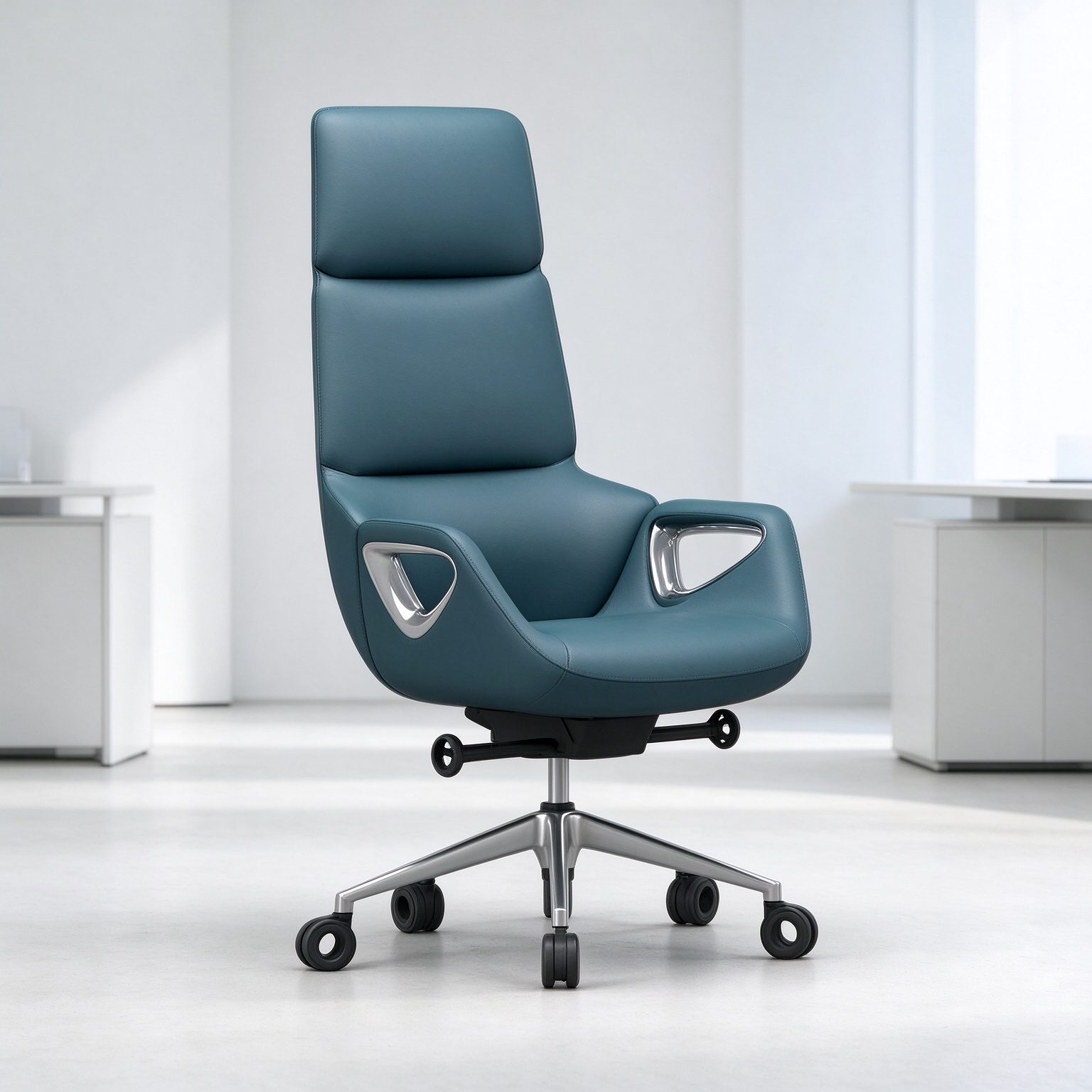 Luxury Office Chair High Back Executive Swivel Modern Ergonomic Boss Chair with Aluminum Base for Office Building detail 6