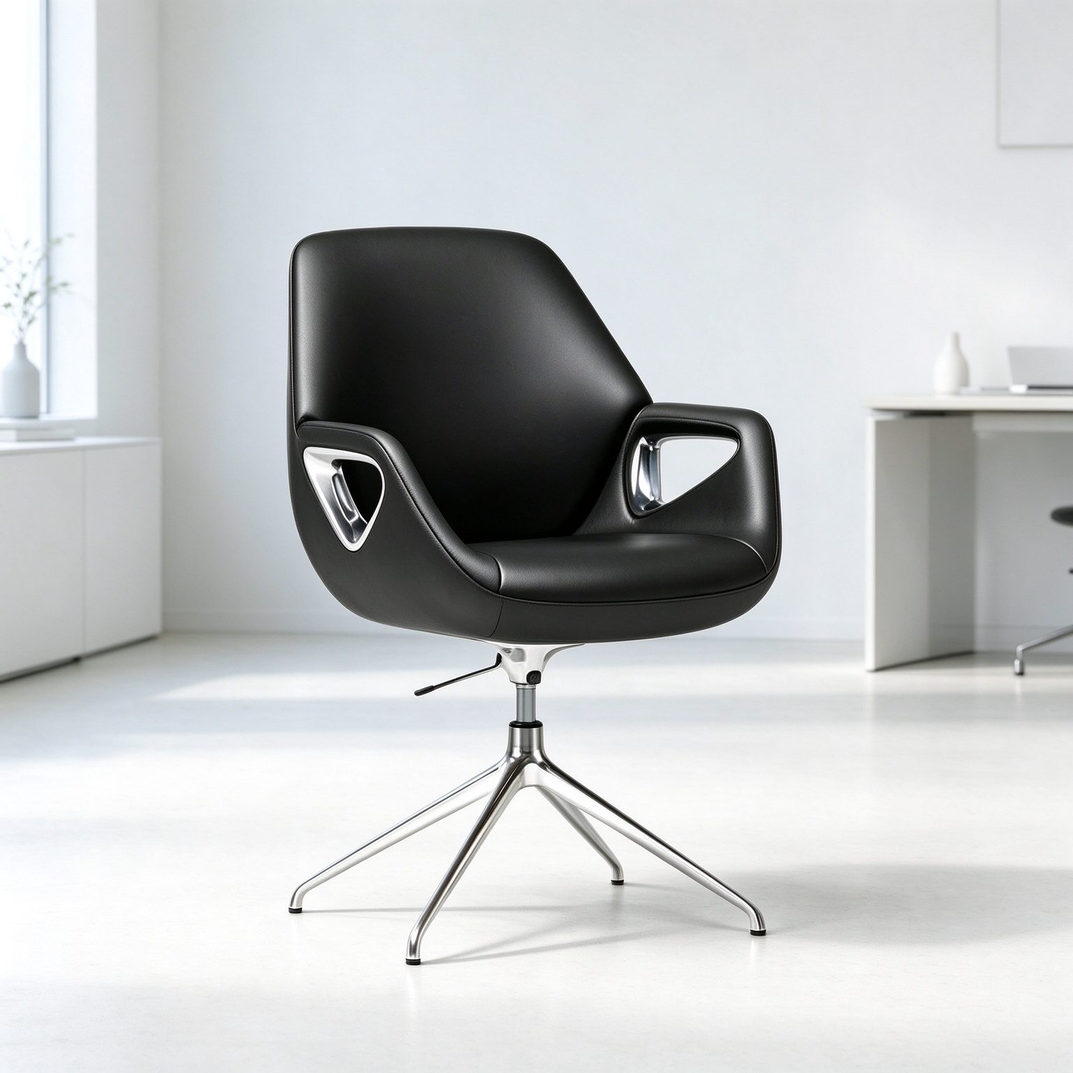 Luxury Leather Office Chair High Back Executive Swivel Modern Ergonomic Chair with Aluminum Base for Office Building detail 6