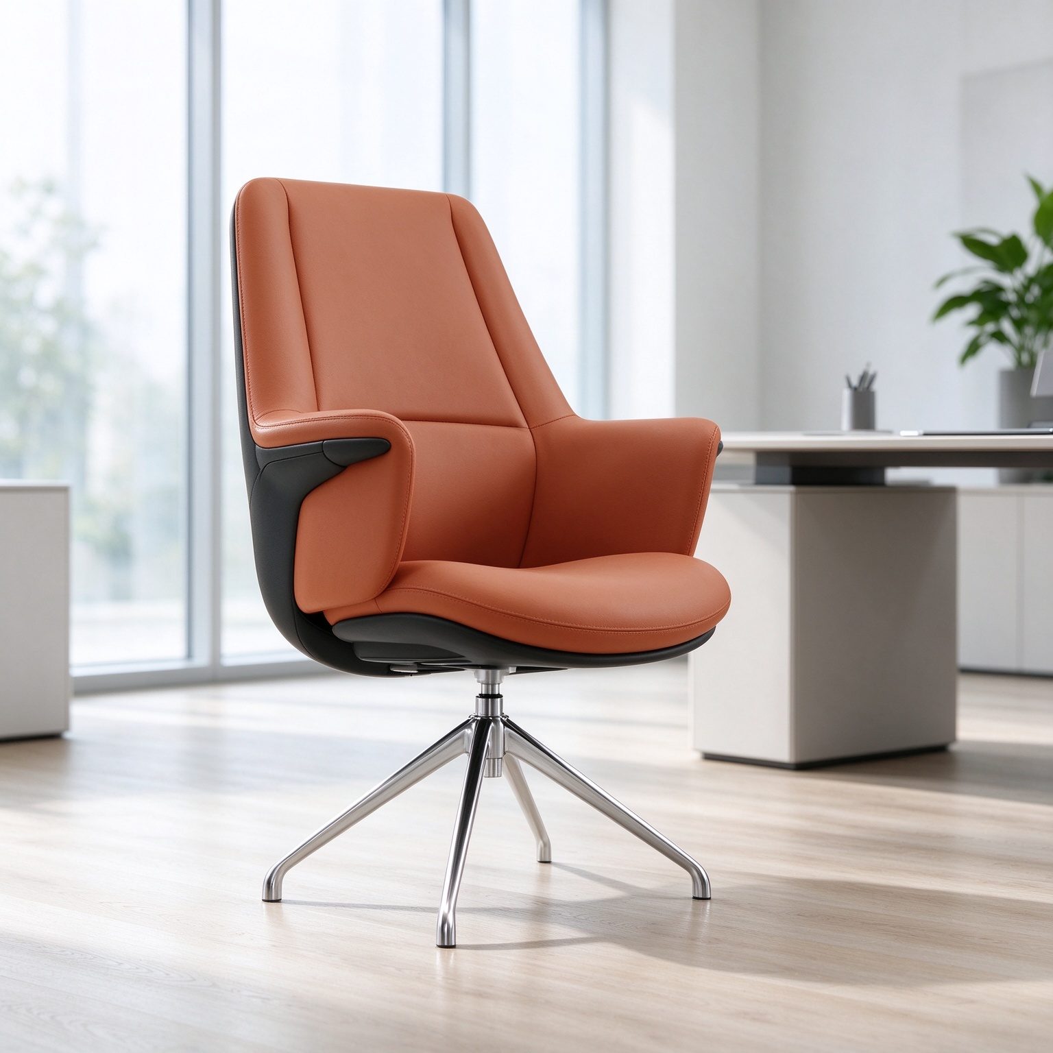 Modern Ergonomic Adjustable PU Leather Office Chair Aluminum Frame Fixed Armrest Headrest Lumbar Support for Office Computer detail 5