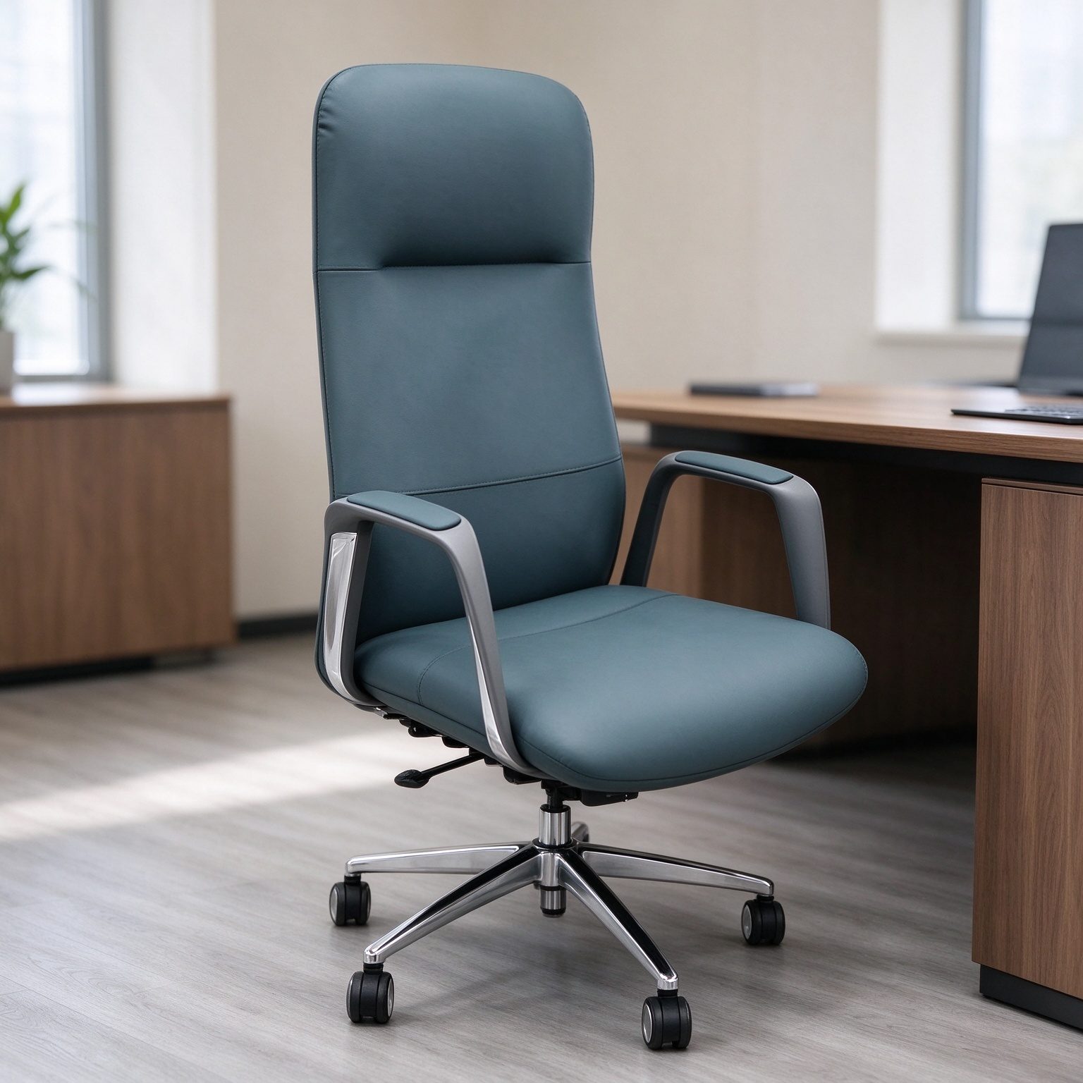 Modern High-Back Chair Ergonomic Manager Office Chair with Metal Revolving Base Luxury Executive Boss Executive Leather Chair detail 5