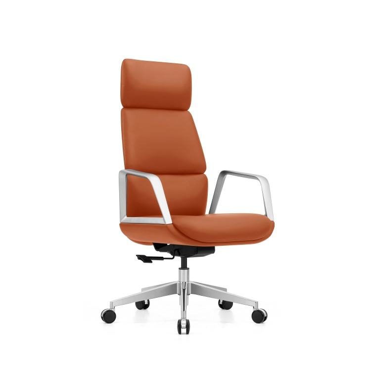 High-Back Executive Office Chair Adjustable Headrest Modern Ergonomic Leather Swivel Conference Comfortable Bureau Chaise Silla detail 1