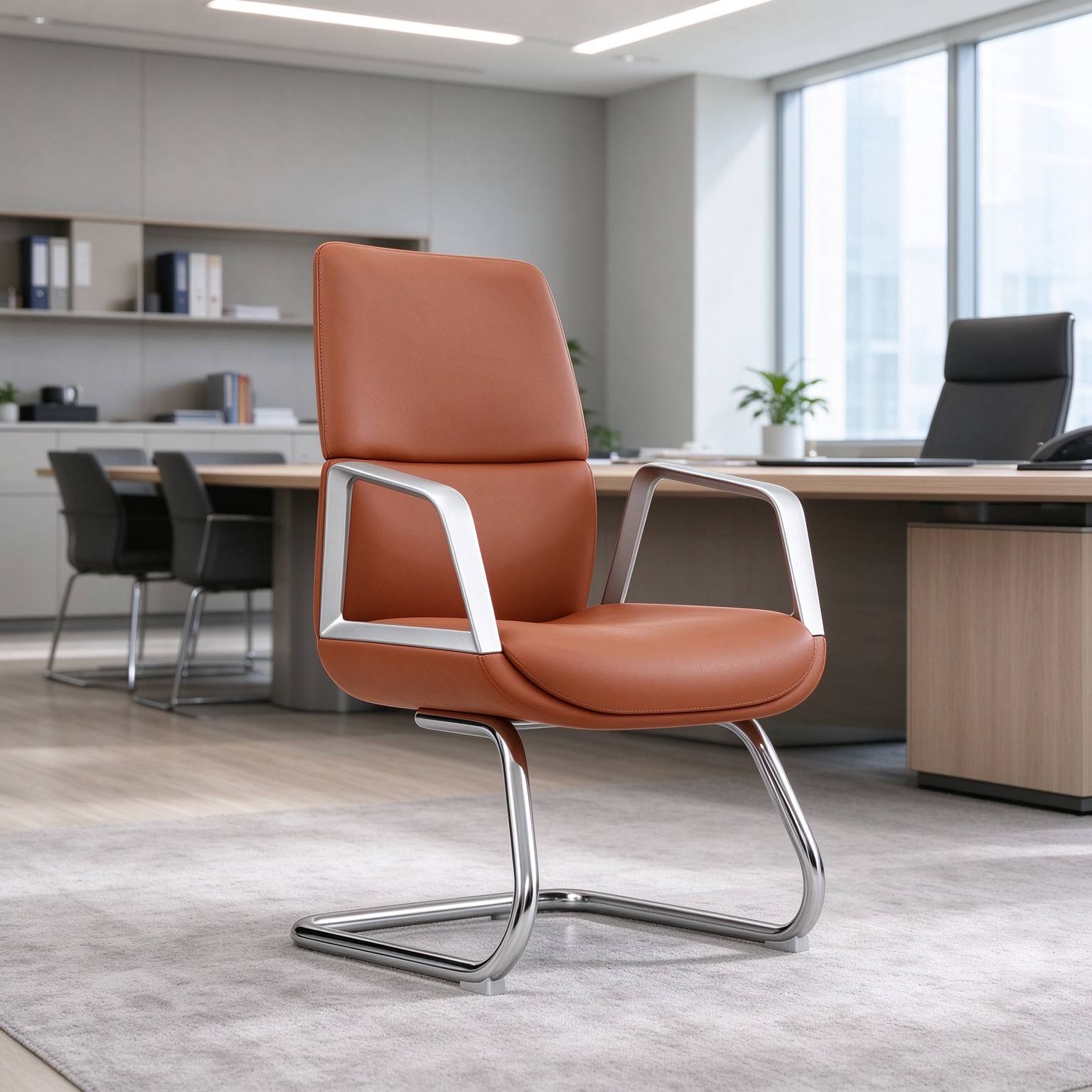 Contemporary Ergonomic Modern High Back PU Leather Manager Chair with Padded Seat & Back for Conference Room Office detail 6