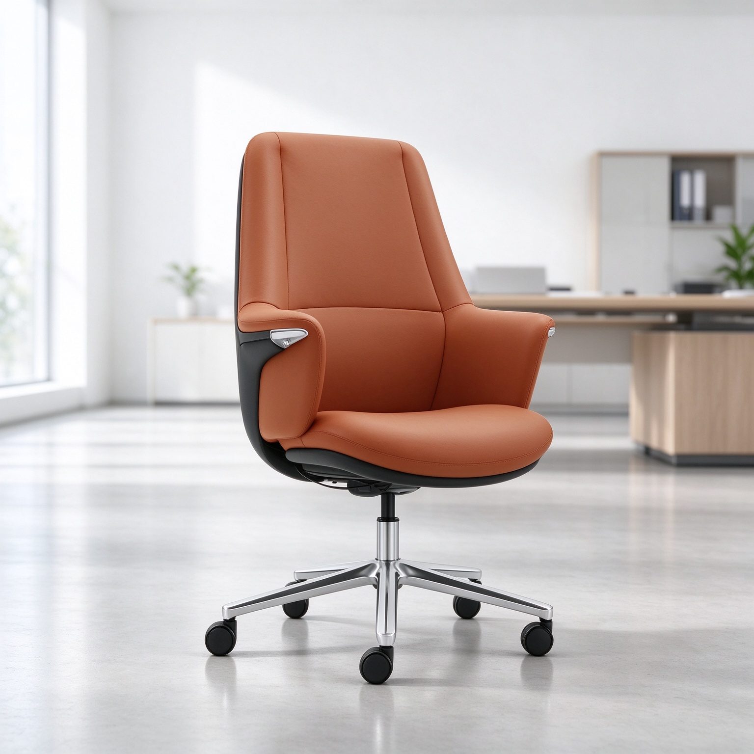 Modern Executive High Back Ergonomic PU Leather Office Chair Aluminum Frame Mechanism Class-3 Gas Fixed detail 6