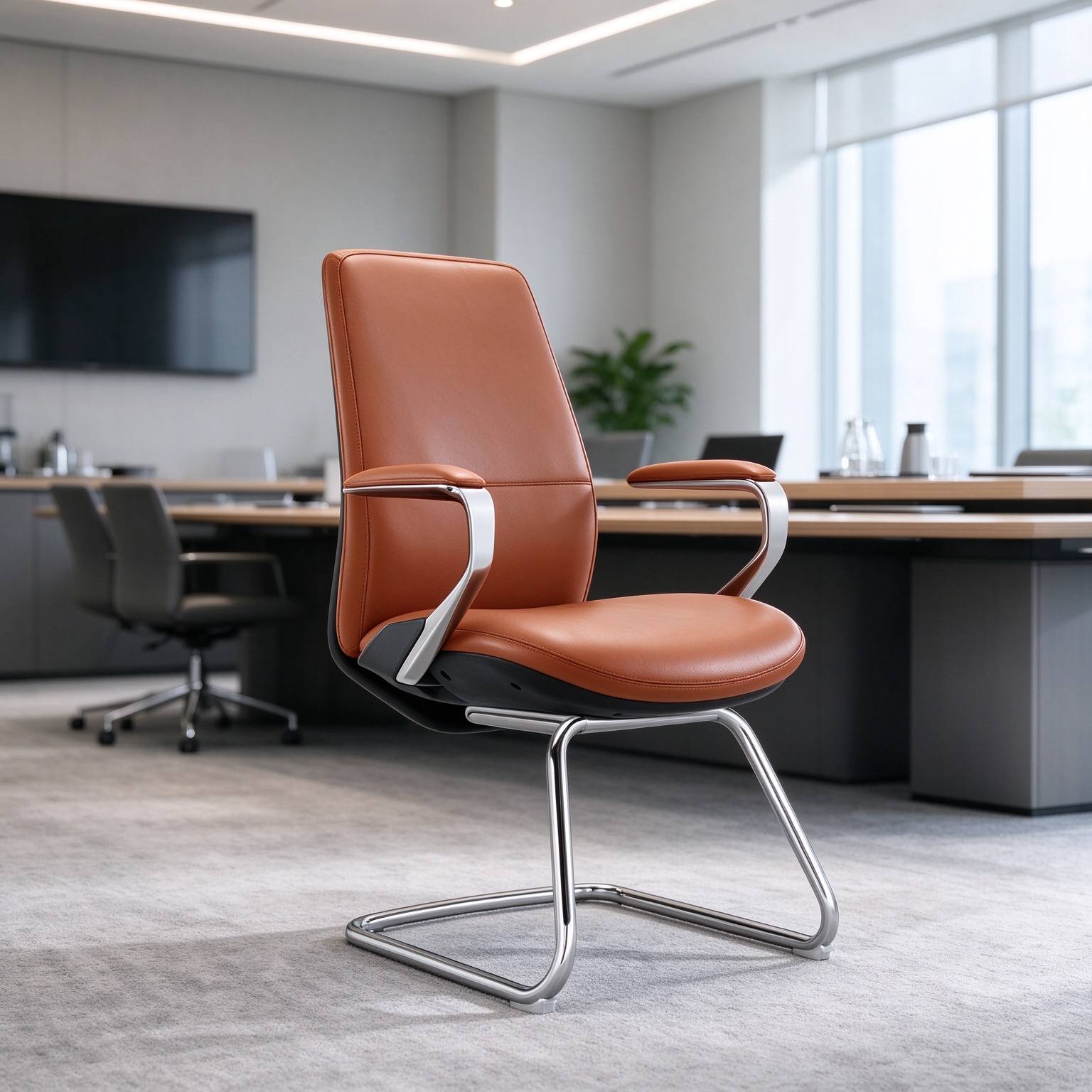 Manager Chair Leather Office Chair Executive Revolving Silent Wheels Use for Company Boss Room detail 6