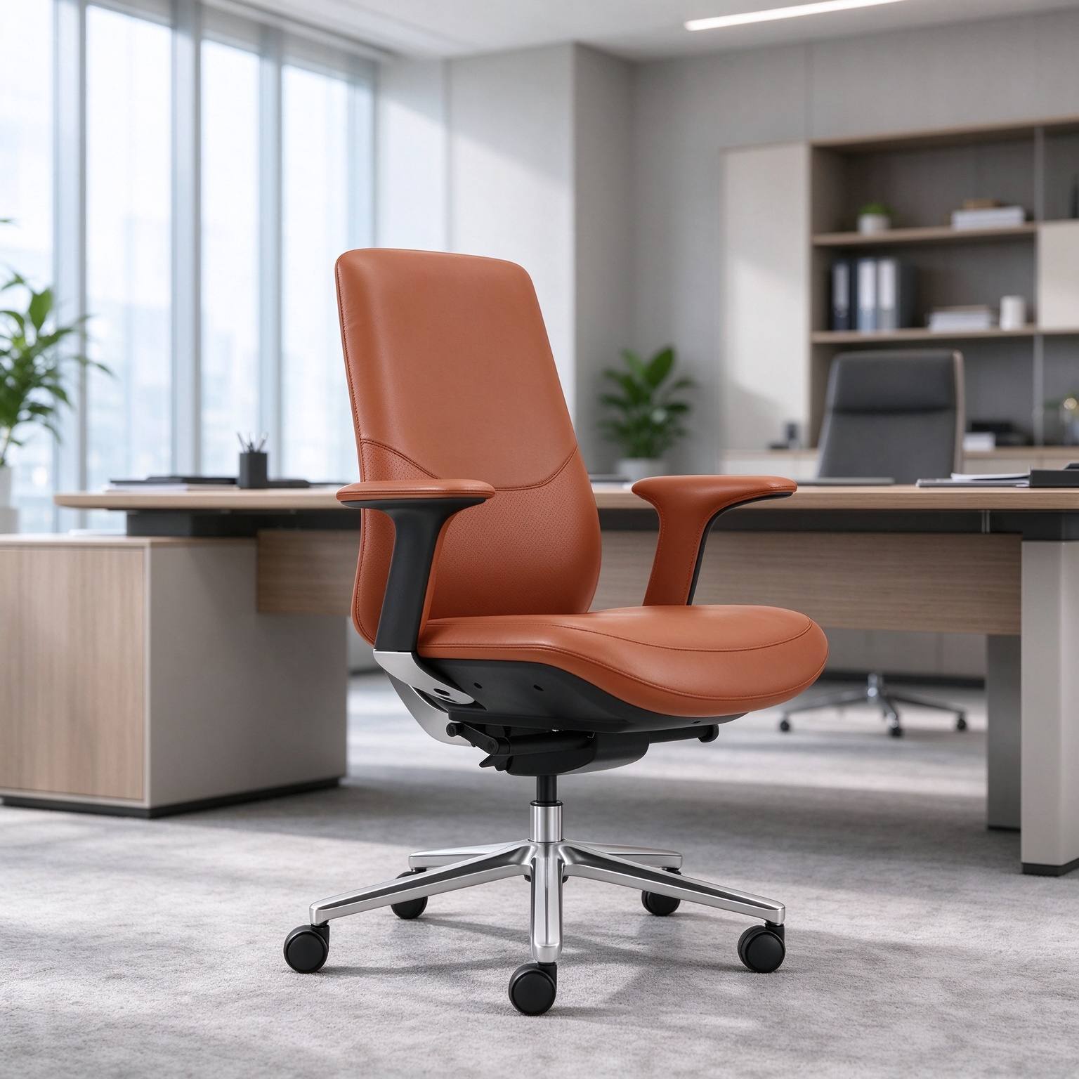 High Back Executive Boss CEO Manager Office Chair Comfortable Aluminium Base Adjustable Height Computer Chairs detail 6