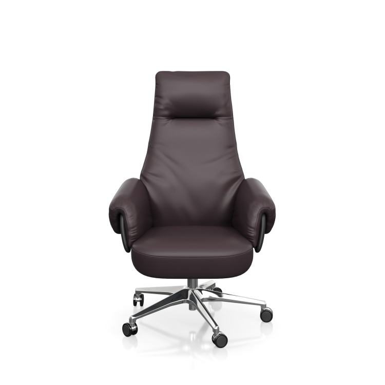 Modern Luxury High-Back Executive Office Chair Adjustable Headrest Ergonomic PU Leather Stainless Steel Frame Seat Swivel Chair detail 5