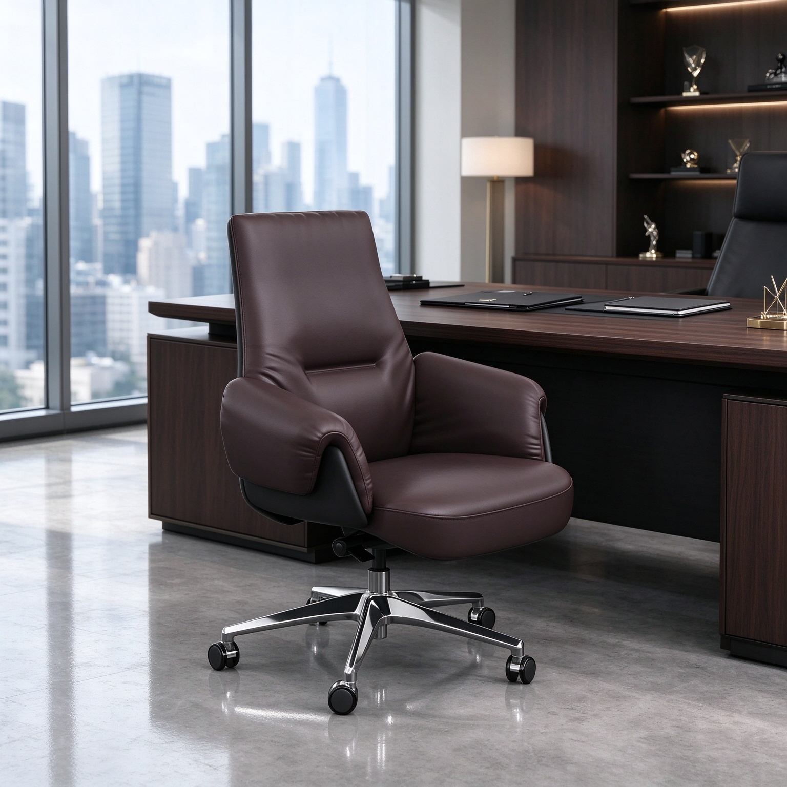 Modern Mid Back Ergonomic Executive Office Leather Chair Donati Mechanism 5-Position Lock Synchronous Tilt Office Building detail 5