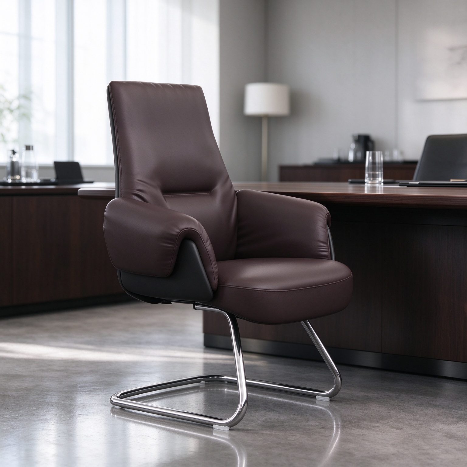 Luxury Leather Office Chair Ergonomic Office Chair Leather Wingback Chair Top Grain Leather Reclining Chair detail 6