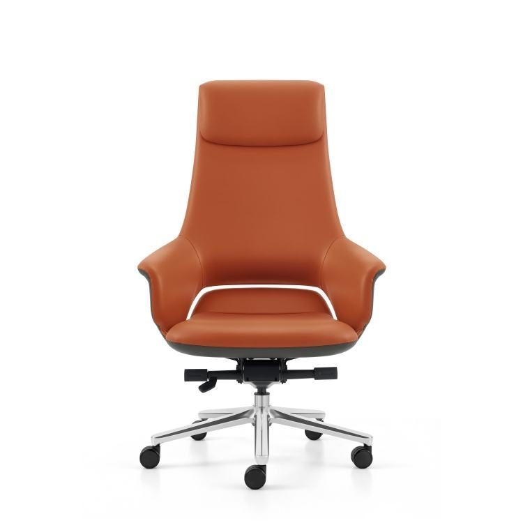 Executive Contemporary Ergonomic Leather Office Chair Fixed Headrest Fixed Armrests 360 Rotating Wide High-Back Office Building detail 3