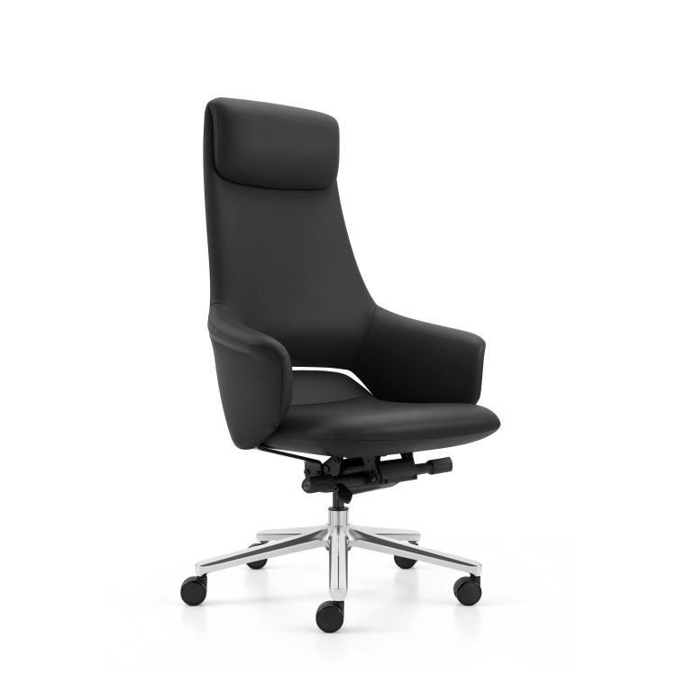 Executive Contemporary Ergonomic Leather Office Chair Fixed Headrest Fixed Armrests 360 Rotating Wide High-Back Office Building detail 7