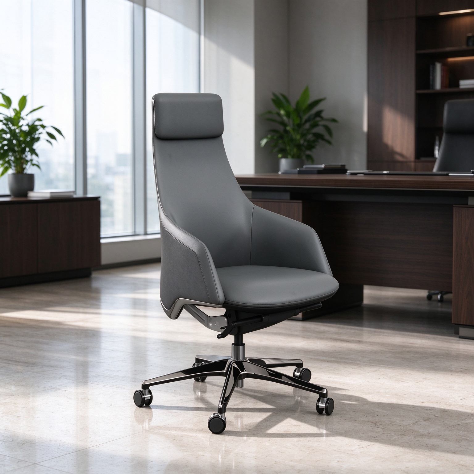 Executive Chair with Adjustable Headrest & Synchronous Tilt Mechanism detail 6