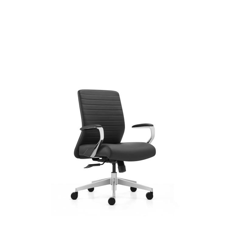 Ergonomic Lift Office Chair Mid Back PU Leather Executive Conference Task Adjustable Swivel detail 1