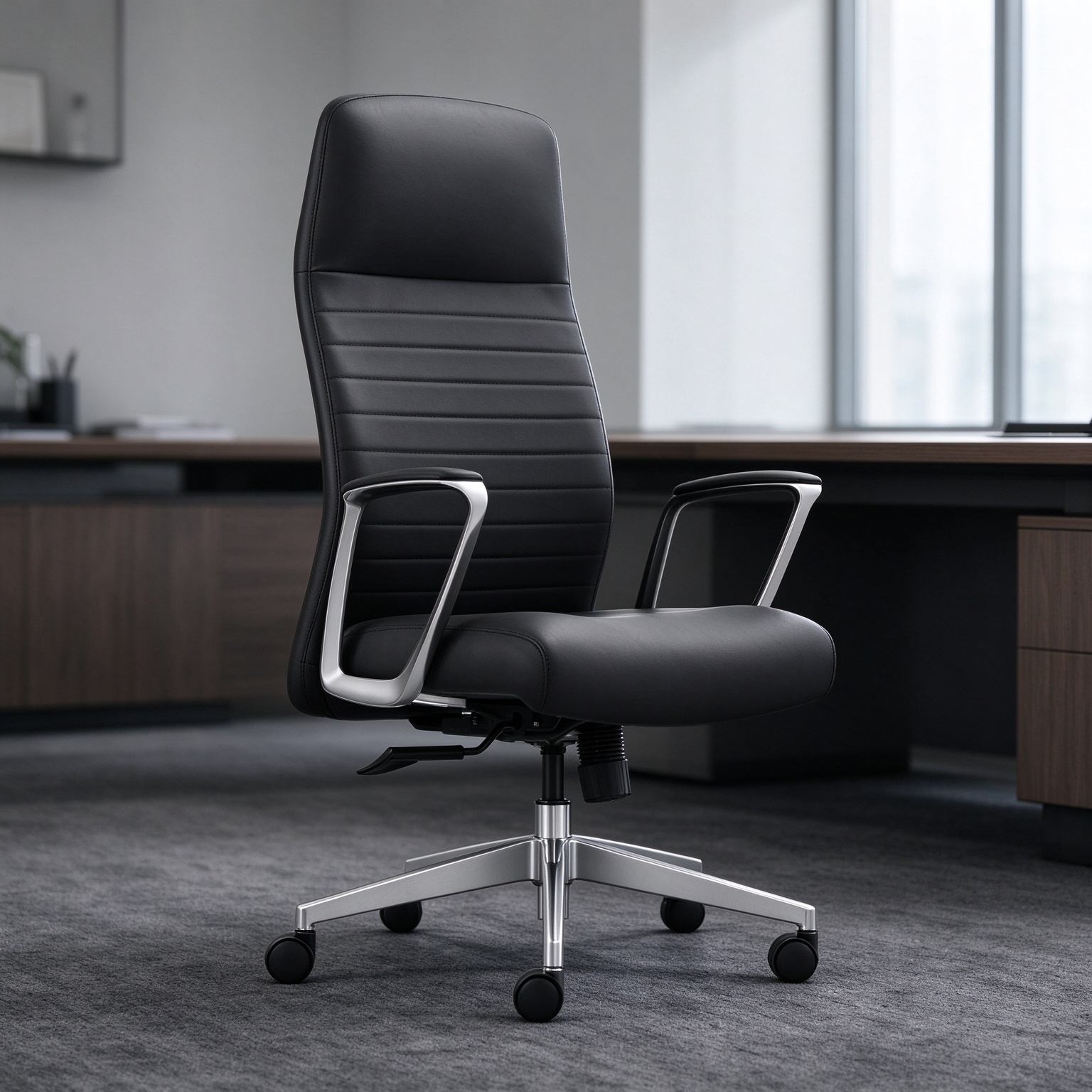 Comfortable Swivel High Back Executive Ergonomic Leather Home Office Chair with Armrest Tilt Function detail 6