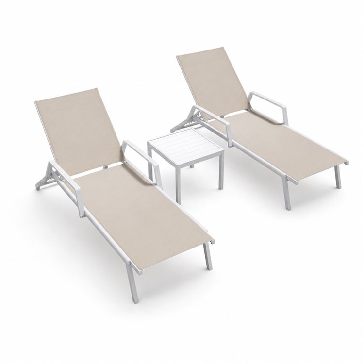 Modern Design Stackable Patio Lounger Chair Swimming Pool Furniture Aluminum Outdoor Chaise Sun Lounge detail 1